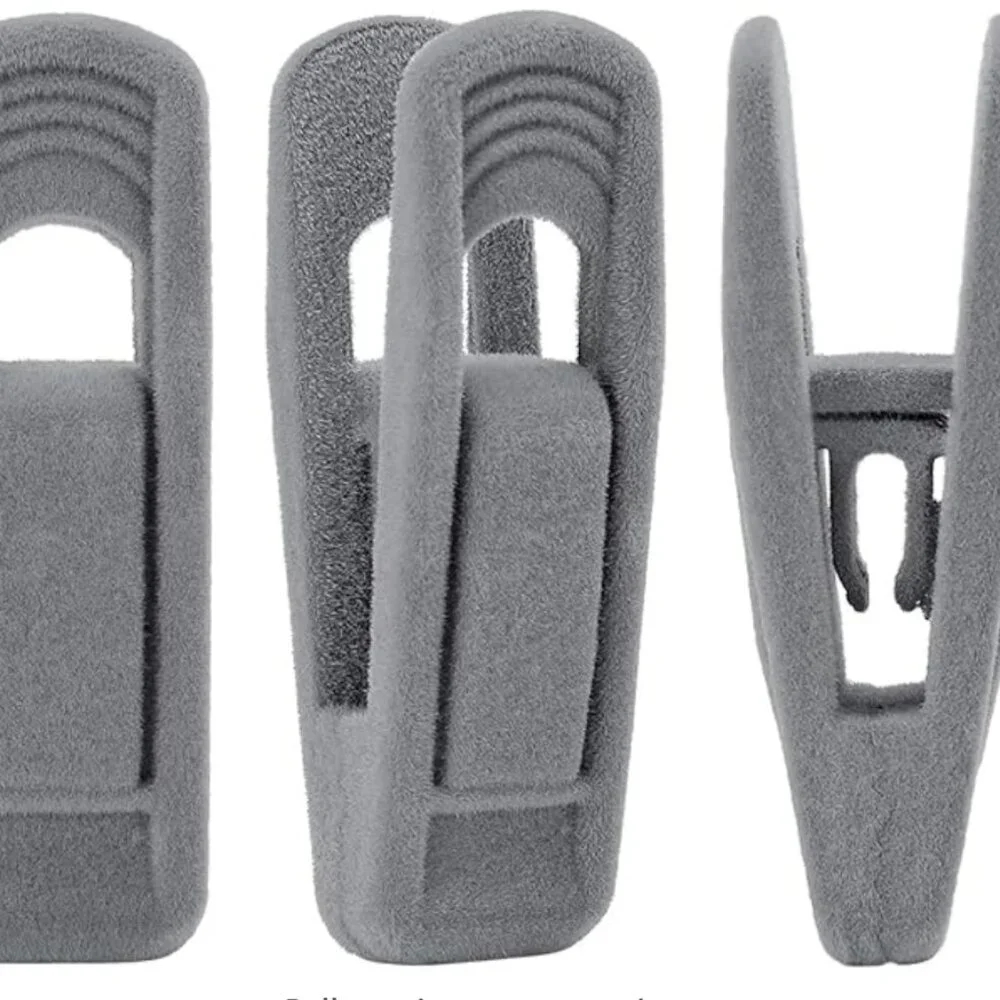Trgowaul 60 Piece Grey Velvet Hangers Clips NWT